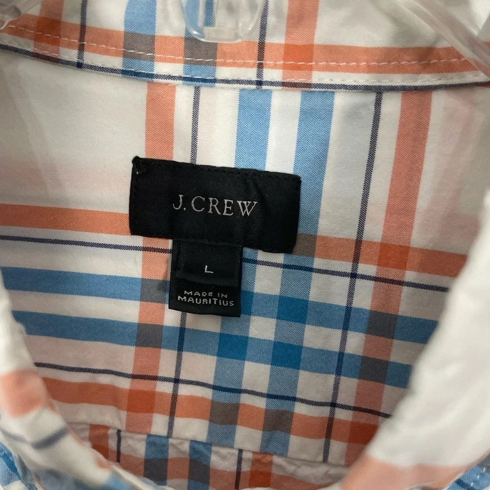 J. Crew Men's Casual Plaid Shirt in Blue and Orange Size Large CB-
